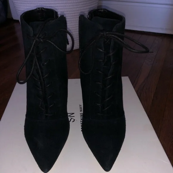Something Navy lace up black booties, size 6. - Picture 6 of 8